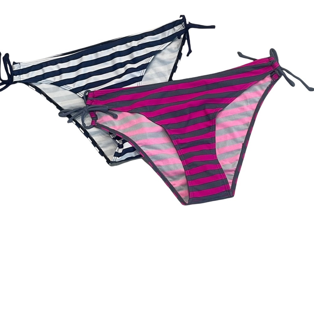 NWOT Set of 2 Striped Bikini Bottoms Size L